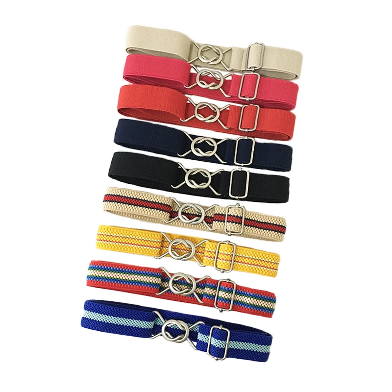 Seabigtoo Kids belts for jeans pants dress belts for girls boys multi candy color elastic waist