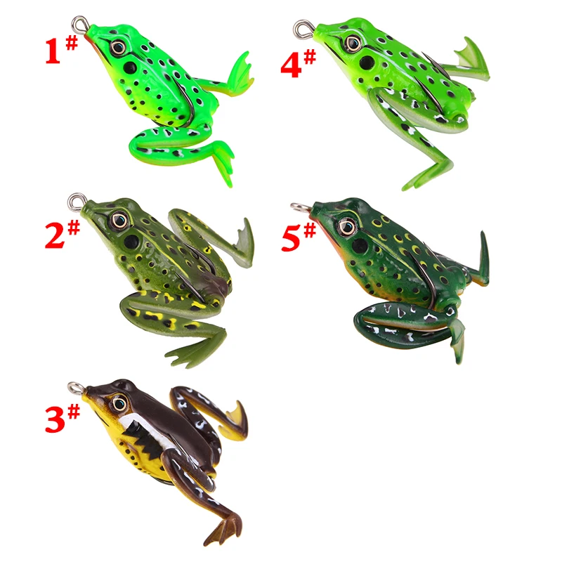 SEAPESCA 1 unid imitación realista Rana caucho suave cebo 55mm 12g Artificial 3D Eyes Sharp Rana gancho señuelo cebo Pesca trastos YA183