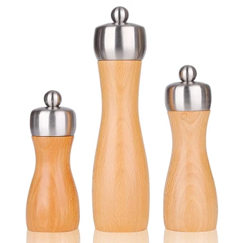 

Mokithand Beech Pepper Mill Food Safe Carbon Steel Grinder 5' 6' 8' Wooden Salt and Pepper Grinder Hand Movement Kitchen Tools