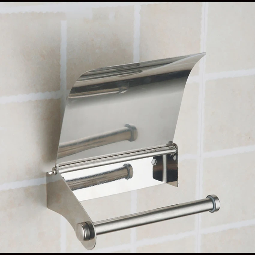 Wall Mounted Stainless Steel Paper Towel Holder Toilet Tissue Holder Roll Paper Holder Box Roll Organizer Kitchen Bathroom