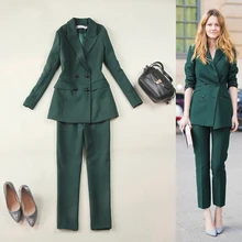 2018 new arrival spring women dress suits two-piece suit Green color 2018 new arrival spring women dress suits two-piece suit Green color