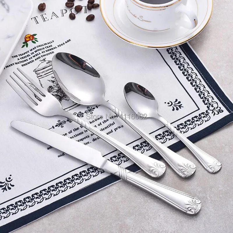 

50 Sets Dinnerware Set Cutlery Sets Stainless Steel Western Tableware Classic Dinner Set Knife Fork Restaurant Dining