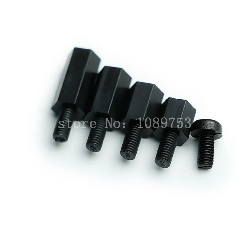 300Pcs M3 Nylon Black M-F Hex Spacers Screw Nut Stand-off Assortment Kit Set Box