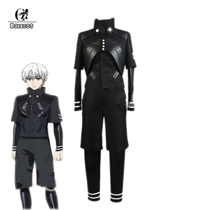 

ROLECOS Japanese Anime Tokyo Ghoul Cosplay Costumes Kaneki Ken Cosplay Costumes Hoodies Black Fight Uniform Men Outfit Full Set