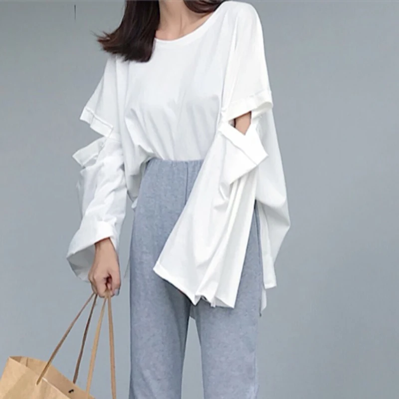 

VANOVICH 2019 New Spring Women T Shirt Solid Color Cotton Wild Casual T Shirt Female Round Neck Long-sleeved Women Tops