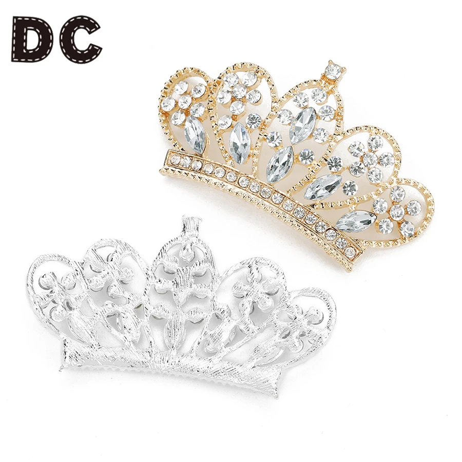 DC 2 шт. кристалл имитация жемчуга Золото Серебро Цвет 56*31 мм Корона Бусины для