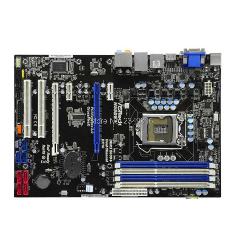 Для ASRock H55DE3 оригинальная б/у настольная материнская плата H55 LGA1156 SATA2 USB2.0