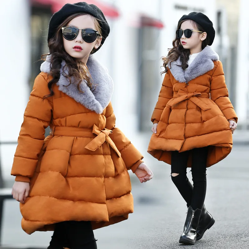 

Girls Children Winter Thick Warm A-Line Long Down Coats Jackets Parka For Teens Girls Clothing Cotton-padded Coats Snowsuit New