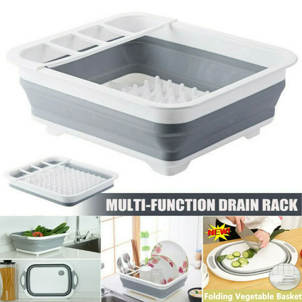 

3 in 1 Kitchen Foldable Chopping Cutting Board Storage Drawer Drain basket Tray