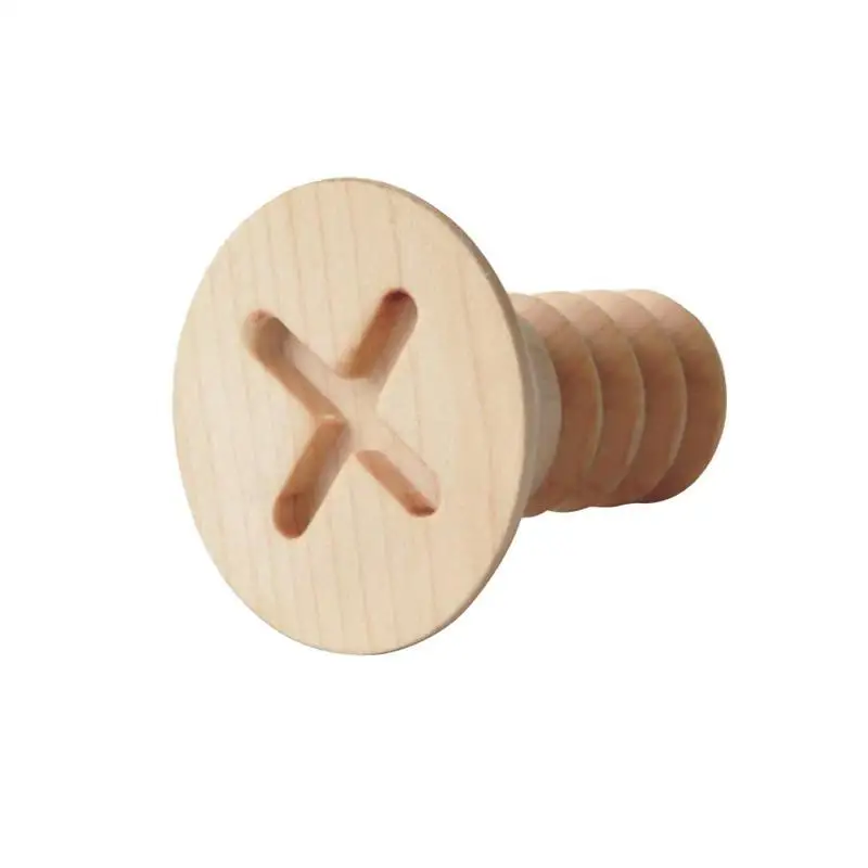 Массивный деревянный декоративный крючок для пальто, креативный деревянный настенный винтовой крючок, крючок в форме пуговицы, бук, шестигранный аксессуар для дома - Цвет: G