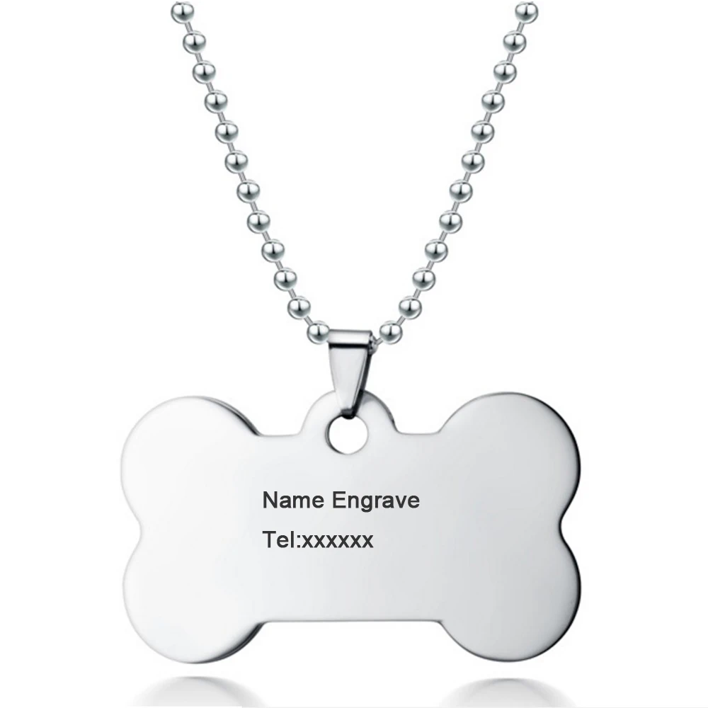 Anti lost font b Pet b font Cat Dog ID Name Tag Necklace Cute Bone Free