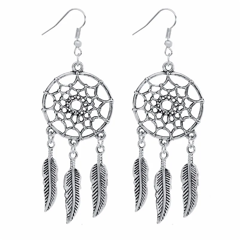 2018 Fashion Trendry Earrings for Women Bohemian Style Retro Silver Alloy Earrings Indian Dreamcatcher Monkey Brincos Y05#N (1)