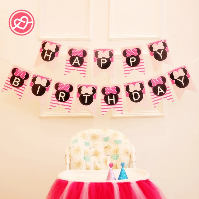 new 3m pink minnie mickey mouse party bunting 1 banner bag boy girl mickey mouse girl party