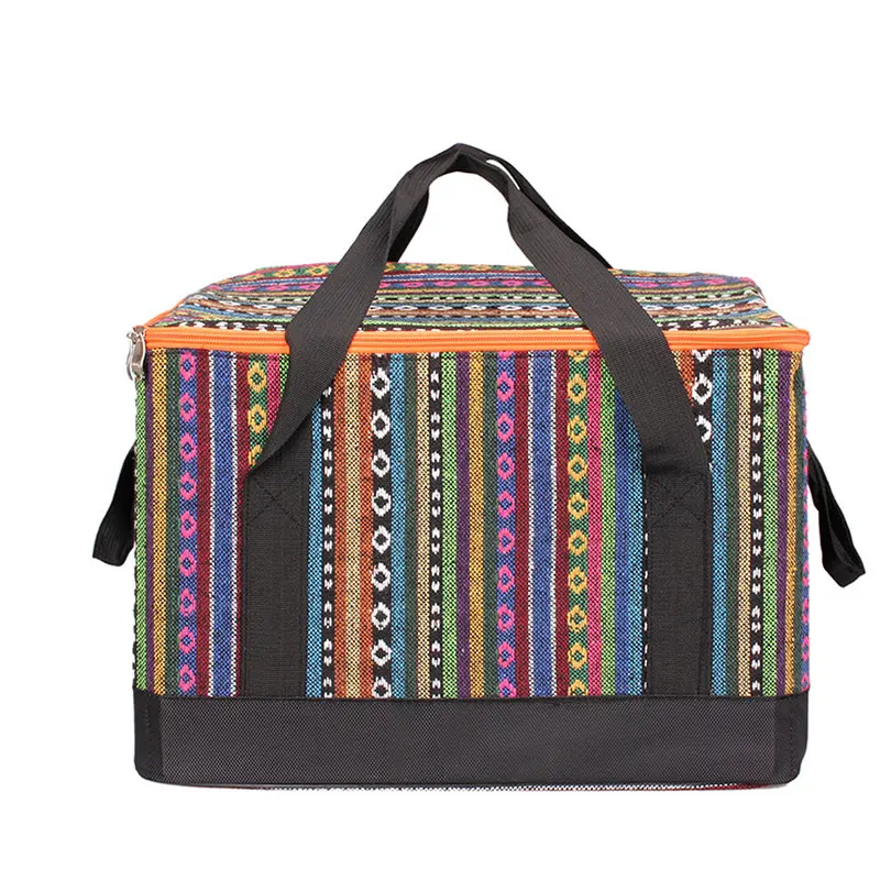 Large insulated lunch bags four sided hard board portable picnic box