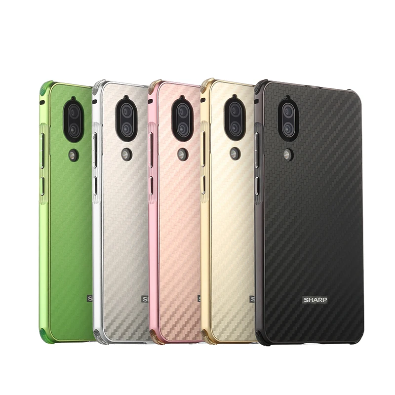 

Luxury For SHARP AQUOS S2 Case 2 in 1 Hybrid Anti-Knock Cover For Sharp Aquos S2 Capa Metal Aluminum Bumper+Carbon Fiber Case