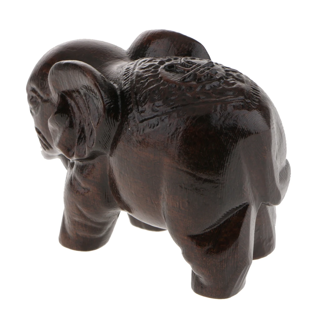Wood Asian Elephant Ornament Gift Figurine Table Decor Desk Decor Decoration - Boxed Gift - Good Luck