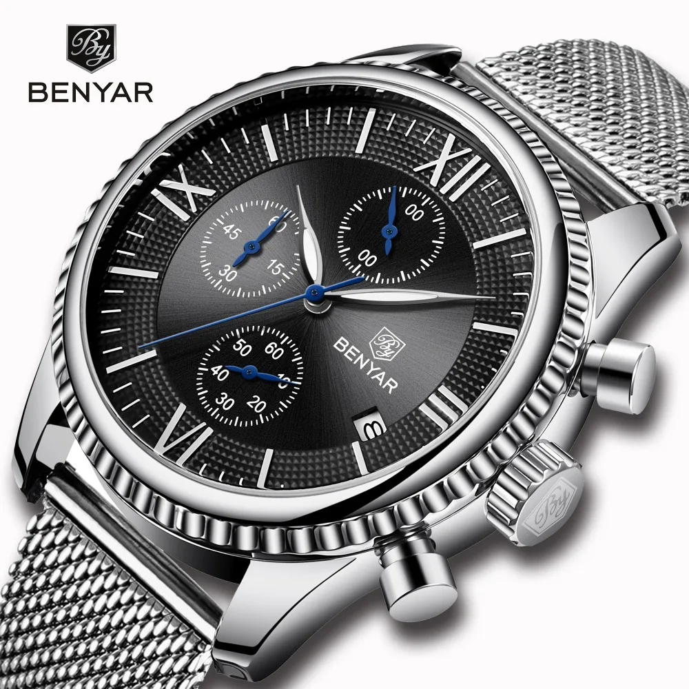 Watch Men BENYAR 2019 NEW Top Brand Luxury Business Quartz Men's Watches Military Sports Waterproof Wristwatch Relogio Masculino Watch Men BENYAR 2019 NEW Top Brand Luxury Business Quartz Men's Watches Military Sports Waterproof Wristwatch Relogio Masculino