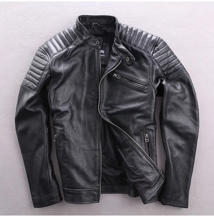 Mens Leather Jackets Motorcycle Bomber Biker Genuine Lambskin 420