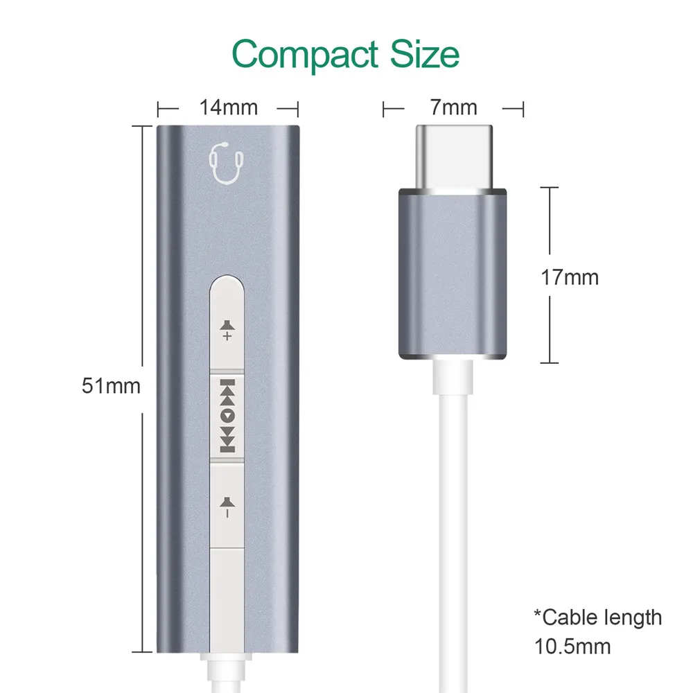 Внешний USB-C/тип-c звуковая карта 3,5 мм разъем HIFI волшебный голос 7,1 канальный аудио конвертер адаптер алюминиевый корпус