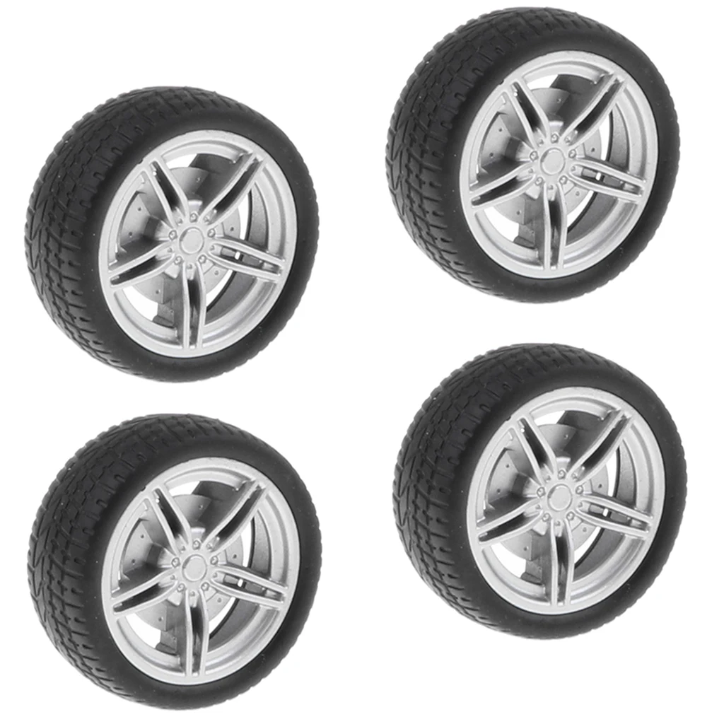 On Road Wheel Rims & Rubber Tires 40mm Hubs For RC Hobby Car, Pack of 4