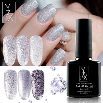 

YiZhiXiu 1pcs 10ml Glitter Silver Varnish Soak-off UV Gel Nail Polish Cheap Nail Lacquer Crystal Gel Manicure Platinum Enamel