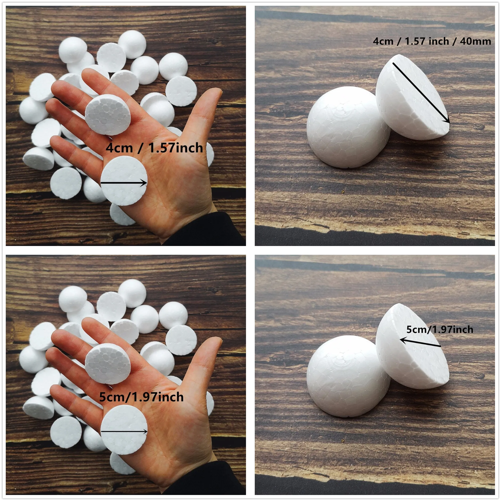 

4/5mm Half Round Solid Polystyrene Styrofoam Foam Balls for Christmas Kids Craft