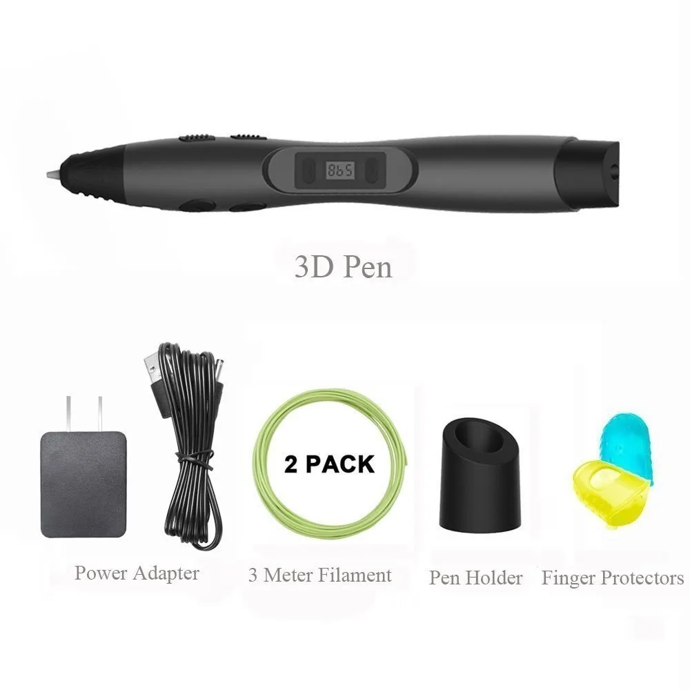 Творческий 3D ручка с светодиодный Экран Поддержка PLA& ABS нити с набивкой из регулируемый 3D печать ручки для рисования детей Подарки «сделай сам» - Цвет: SL-300-Black