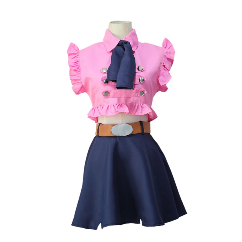 

The Seven Deadly Sins Elizabeth Liones Cosplay Costume Full Set Dress ( Top + Skirt + Bow tie + Belt ) Nanatsu no Taizai Costume