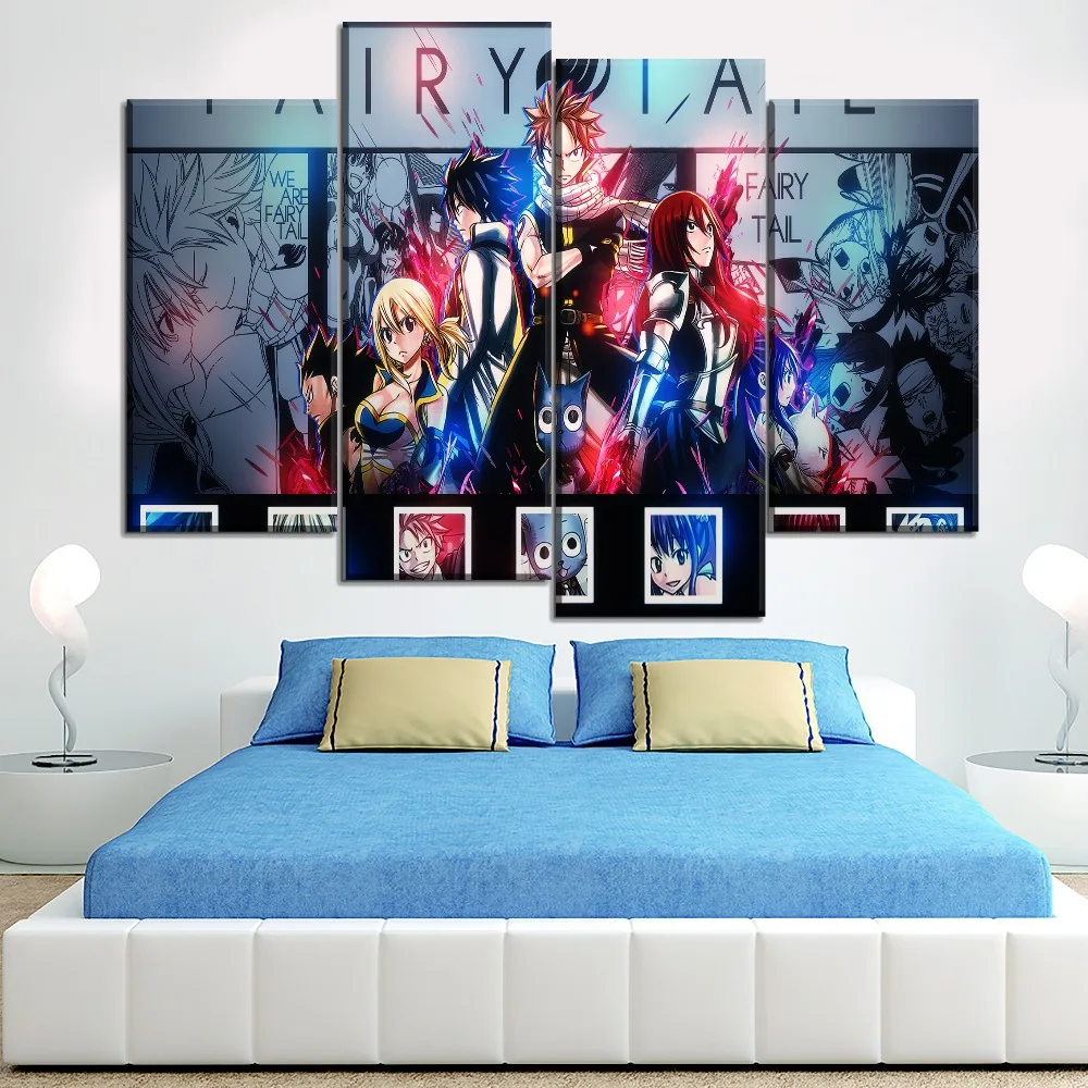 HD Cartoon Canvas Painting Fairy Tail Artwork Anime Poster Decorative Paintings for Bedroom Decor 20x35 20x40 20x50cm No Frame