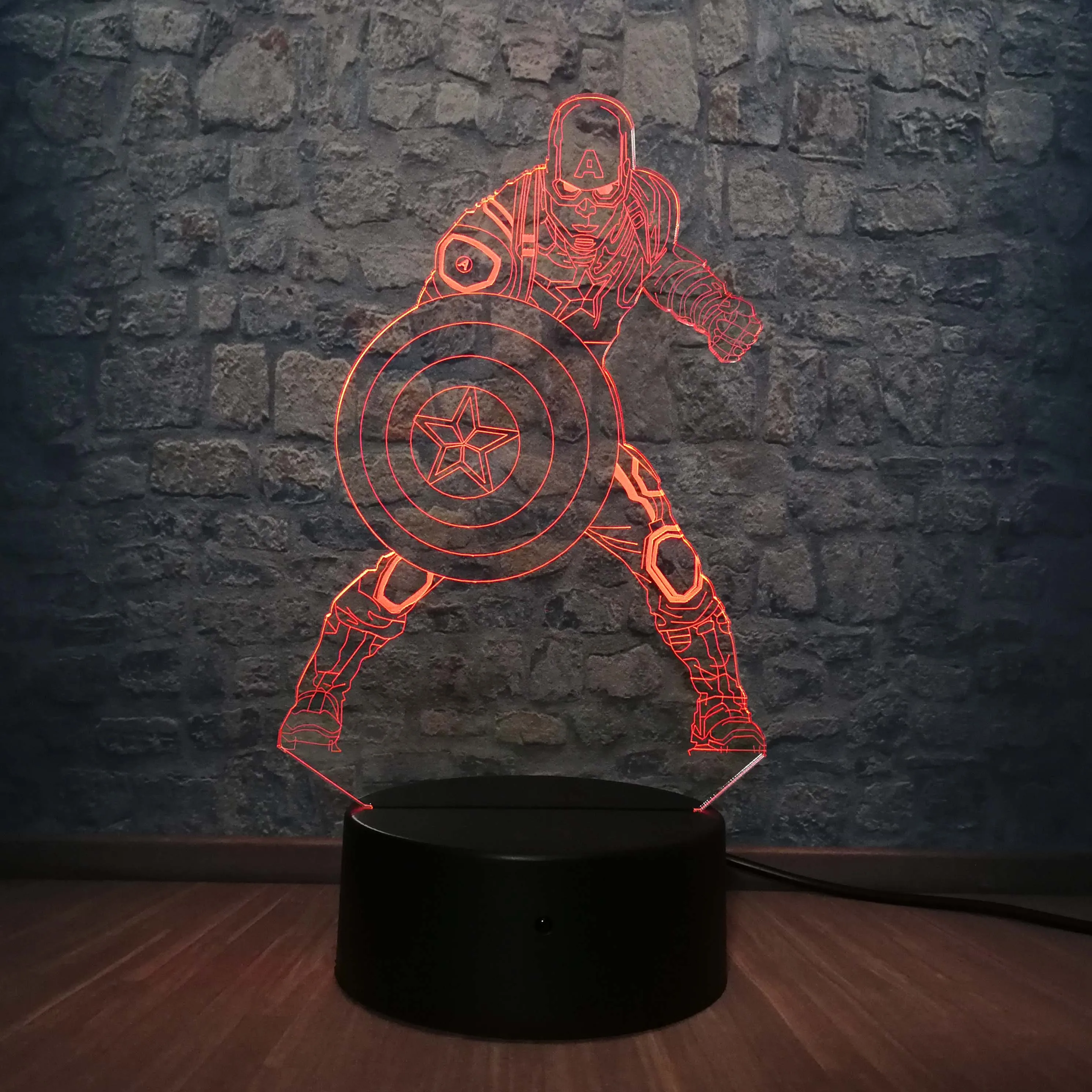 Marvel Movie Captain America Shield figing 3D светодиодный Светильник настольный ночник иллюзионный