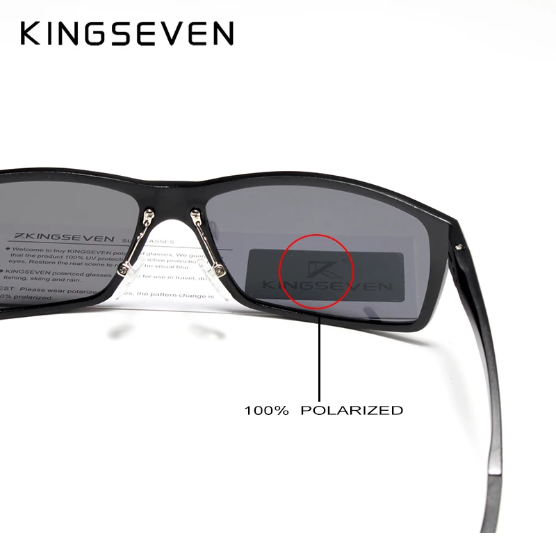 Мужские солнцезащ. Очки в алюминиево магниевой оправе KINGSEVEN черно серые