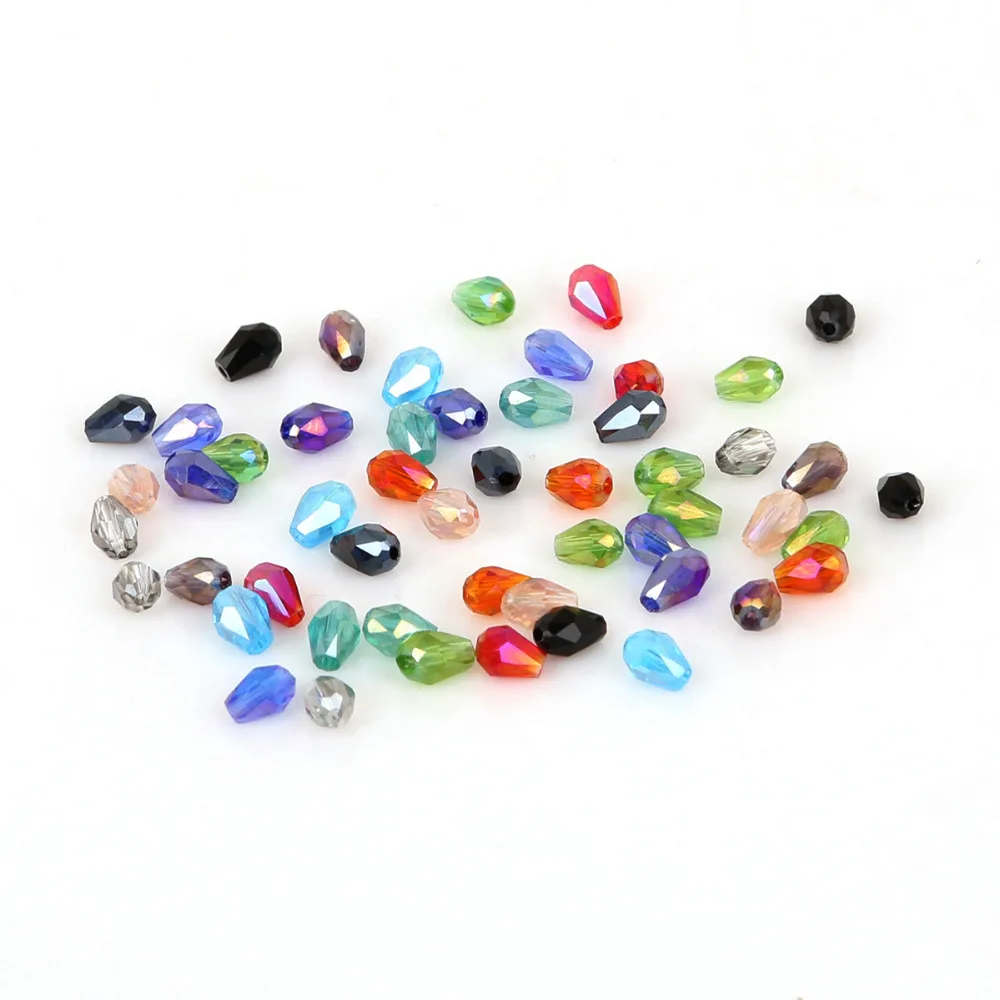 Lots 50Pcs Czech Glass Crystal Teardrop Spacer Loose Beads Jewelry Making 6x8MM