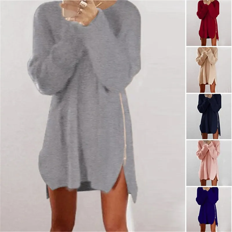 side slit sweater dress