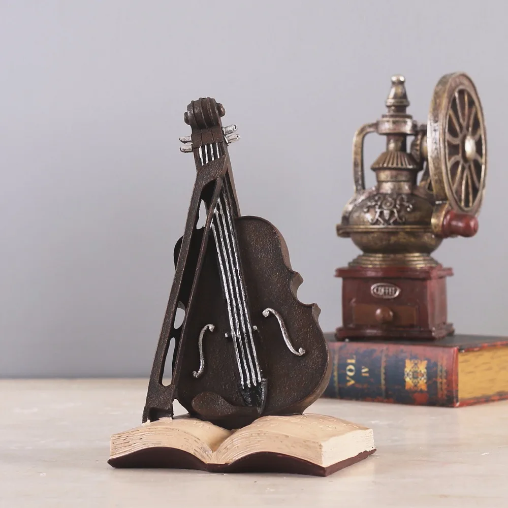 

Vintage Resin Music Violin Model Crafts Home Decorations Miniature Christmas Gift Music Furnishing Articles New Year Decoration