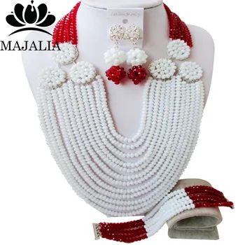 

Fashion african jewelry set white nigerian wedding african beads jewelry set Crystal Free shipping Majalia-342