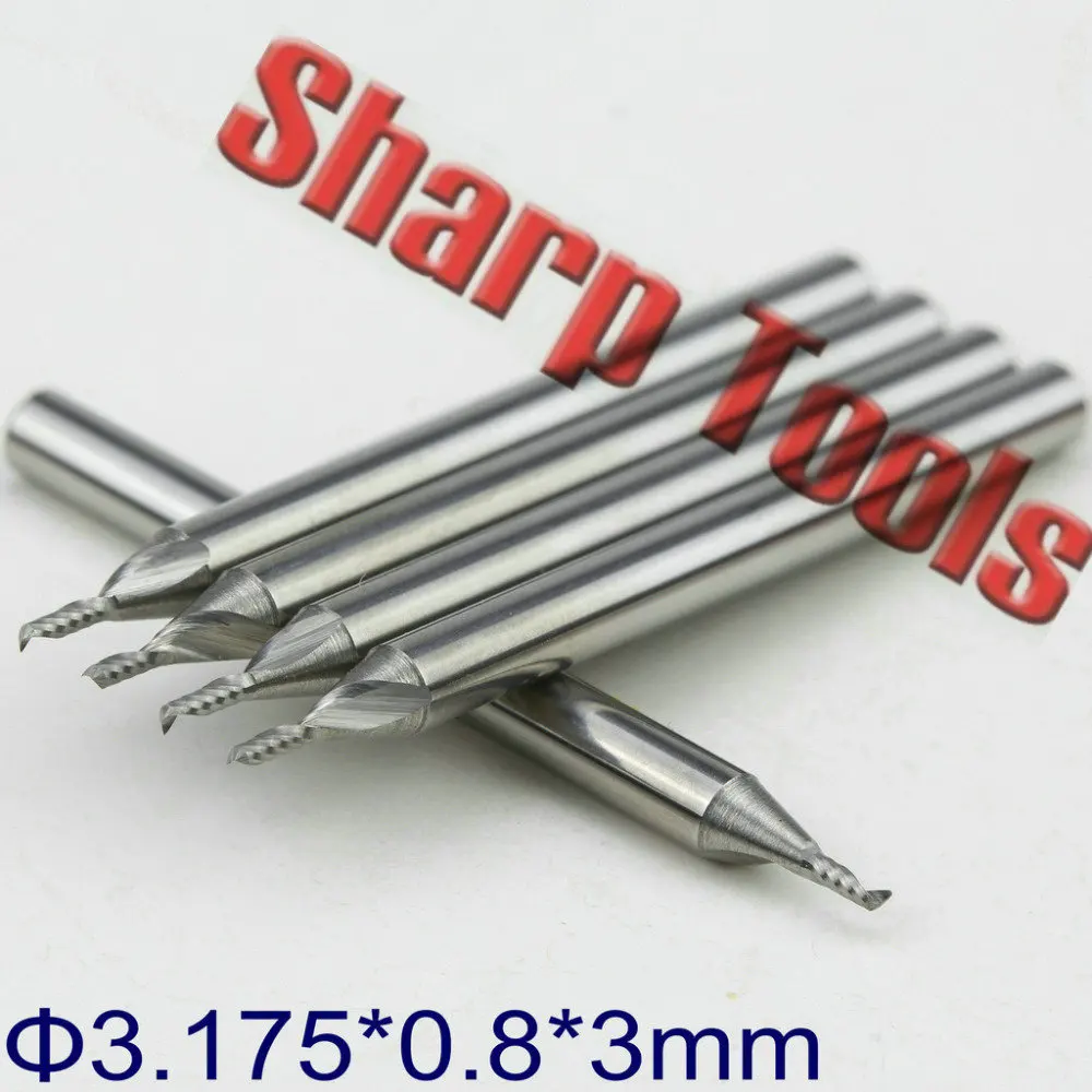 

3.175*0.8*3MM 1 Flute Carbide Milling Cutter for CNC Acrylic Engraving Router Bits Spiral Tungsten Micro End Mill Cutter Tools