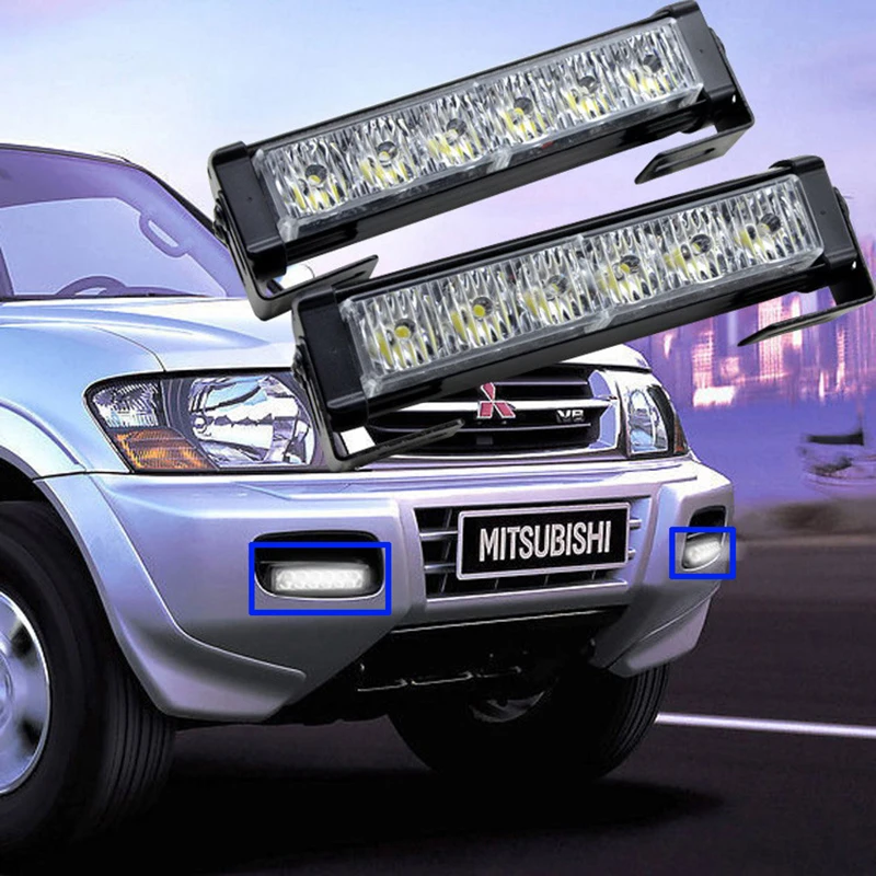 2x6LED Car Police Strobe Flash Light Modes Auto Warning Light 12W High Power Caution Lamp red blue white yellow car Ambulance Police strobe flash light dash emergency warning fog light DRL firemen auto led warning (8)