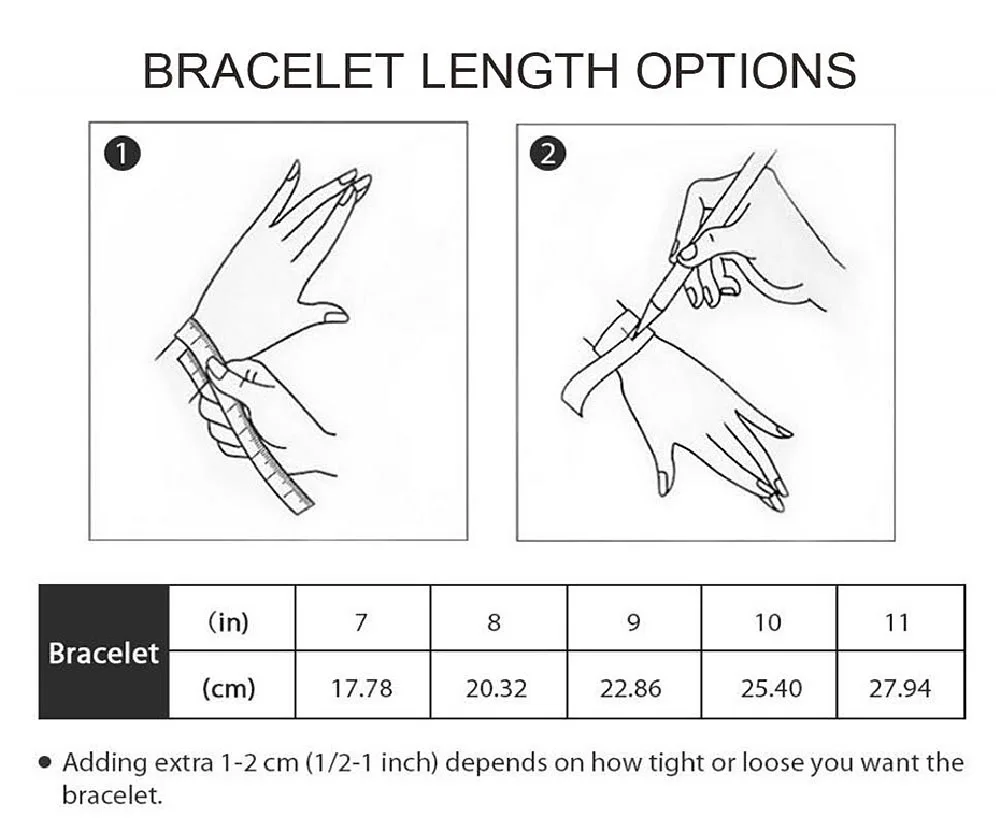 Bracelet measurement and size chart