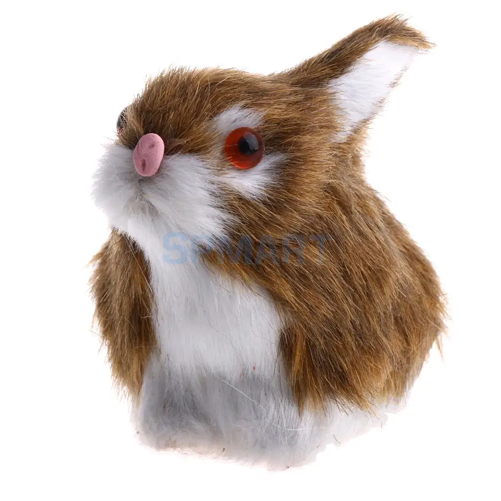 Lifelike Simulation Plush Stuffed Rabbit Hare Bunny Animals Model Figure Plush Figures Soft Toy Home Decoration Brown
