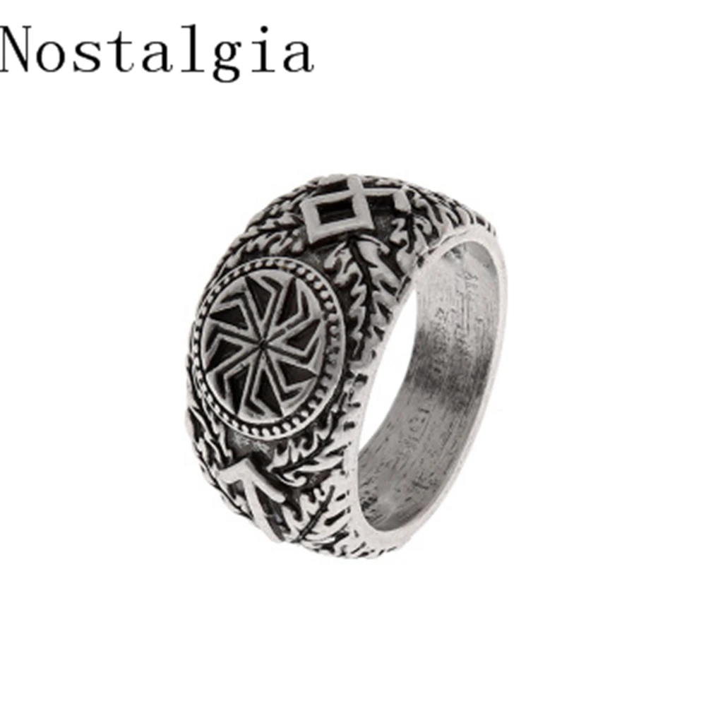 

Nostalgia Slavic Vikings Rune Rings Kolovrat Signet Symber Runic Ring Scandinavian Norse Knot Anel Bague Men Jewelry Large Size