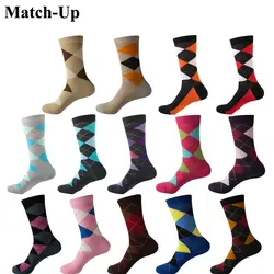 Новые стильные носки ARGYLE, мужские носки из чесаного хлопка, свадебные носки, бесплатная доставка, размер США (7,5-12)