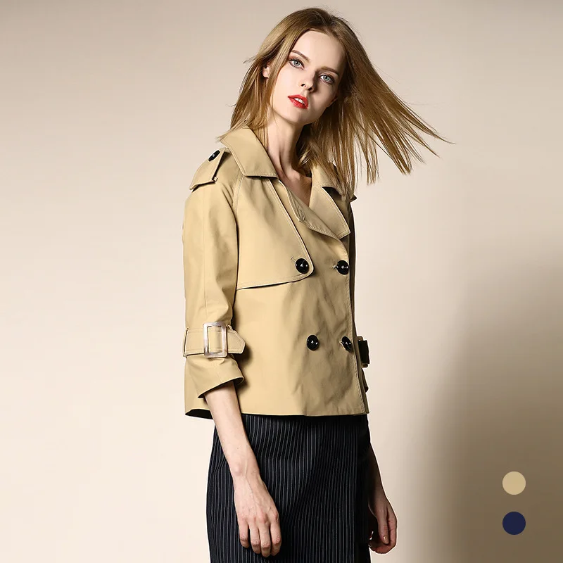 BURDULLY 2017 New Spring autumn khaki Short Windbreaker font b Jackets b font font b Women