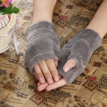Amazing Winter Autumn Thick Warm Womens Winter Gloves Fingerless Glove Black Red Gray Brown