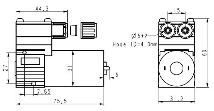 Новое поступление Topsflo TM30A-B12-P9504/V6004, работающего на постоянном токе 12 В в диафрагмы для медицинского использования давления/вакуумный насос