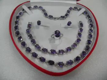 

Women's Wedding Beautiful women's jewelry set gem stone Necklace Bracelet Ring Earring+box 5.23 Ms. jewelry new-jewelry