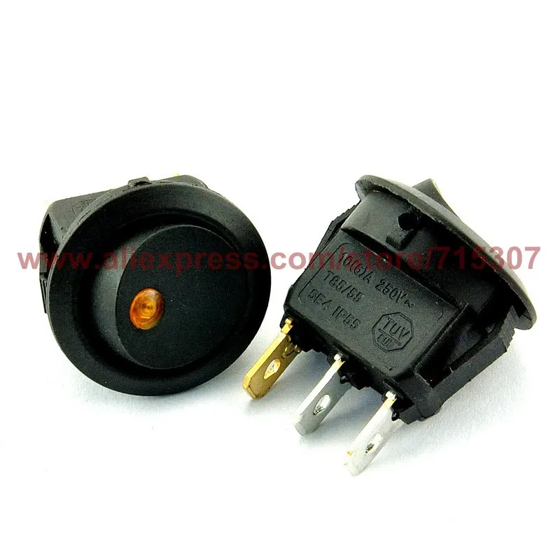 rocker switch 3 pin 6a 250v kcd2-202 on - off with yellow led light 1