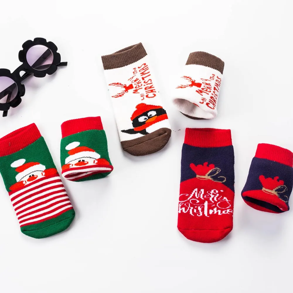 Детские носки для новорожденных с рисунком снежинок Нескользящие зимние теплые детские носки высокого качества, Skarpetki Dla Dzieci