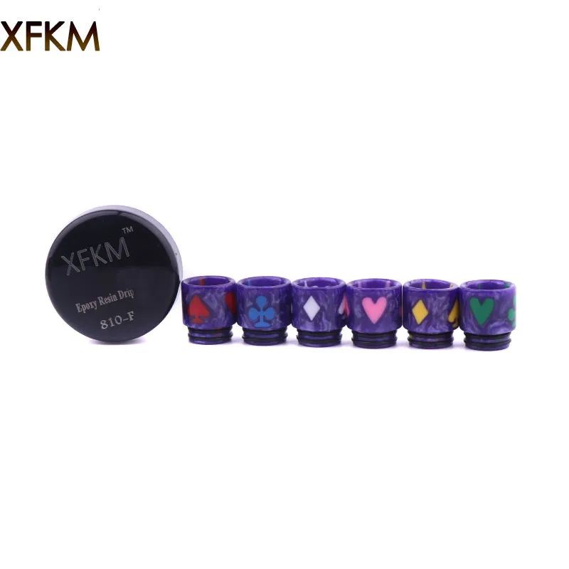 

XFKM New 810-F Poker Epoxy Resin Drip Tip 810 E Cigarettes Accessory Round Style For V8 V12 goon Prince Color Beast Wide Bore