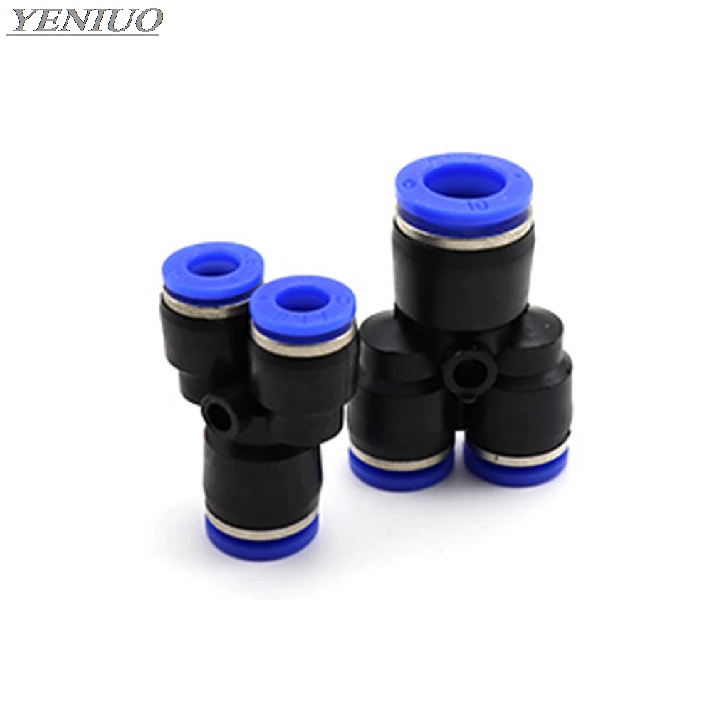 PYG" 3 Way Air Pneumatic 4mm-16mm OD Hose Tube Push in Gas Plastic Pipe Fitting Connectors Change Quick Fittings