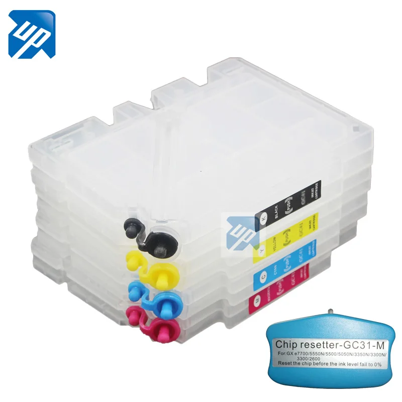 GC21 перезаправляемый картридж для Ricoh GX3050 GX2500 GX2050N GX3000 GX5050N GX7000 с сбрасываемый чип+ устройство для сброса чипа